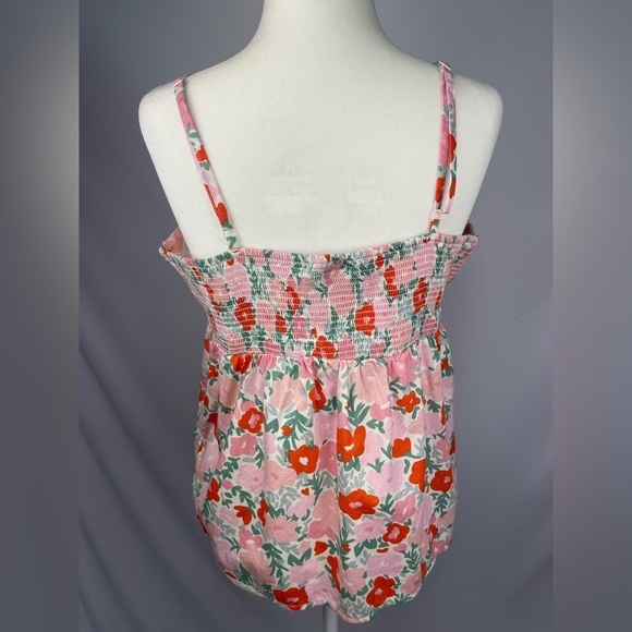 Free Assembly floral print women’s Tank top with tie front. Women’s size M - Picture 3 of 14